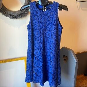 Tommy Hilfiger Elegant Blue Floral Lace Dress